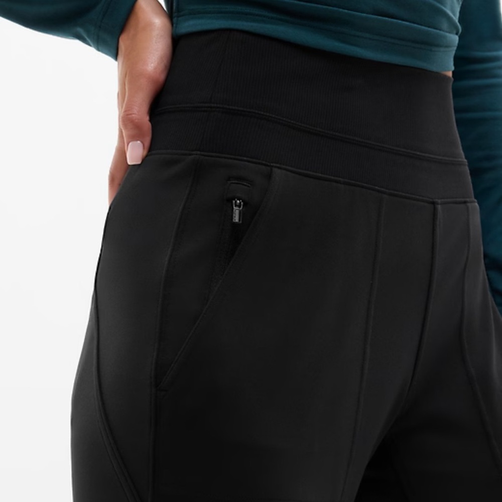 ATHLETA Venice High Rise Black Jogger Pants Large Zipped Pockets Stretch UPF 40+ - Picture 4 of 10